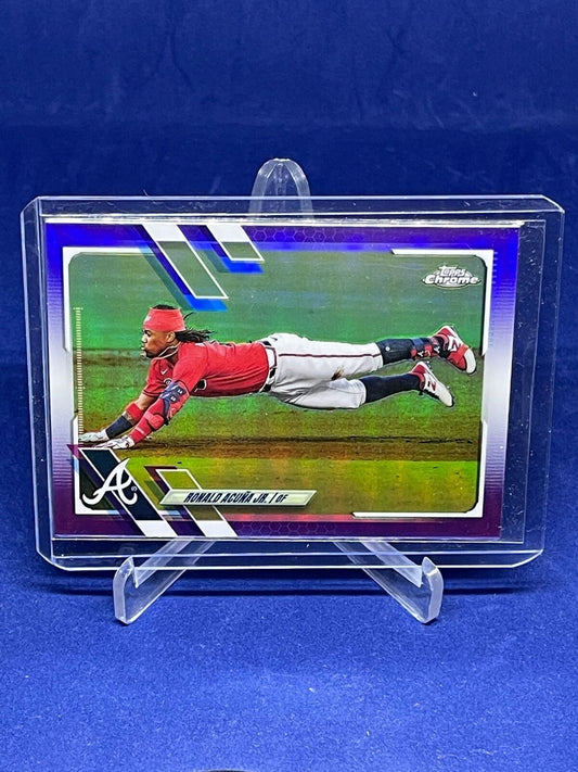 RONALD ACUNA JR 2021 TOPPS CHROME PURPLE REFRACTOR #D 250/299
