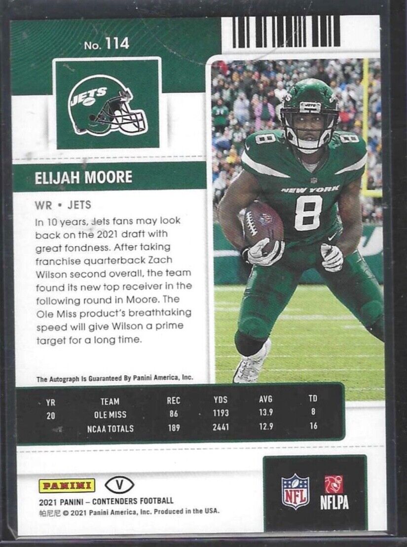 ELIJAH MOORE 2021 PANINI CONTENDERS VARIATION ROOKIE TICKET AUTO RC #114
