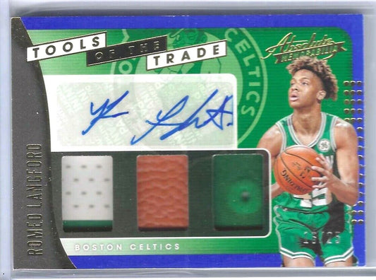 ROMEO LANGFORD 2019-20 ABSOLUTE TOOLS TRADE BLUE TRIPLE PATCH AUTO RC #D 16/25