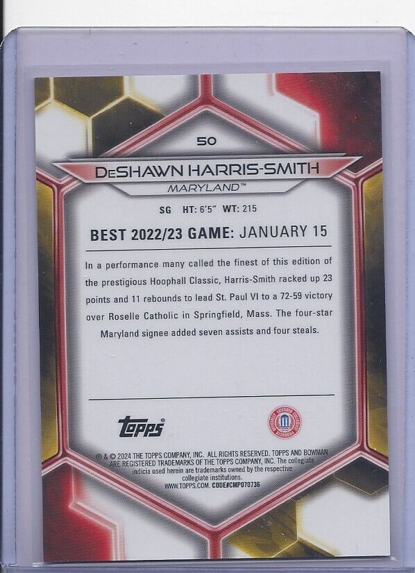 DESHAWN HARRIS-SMITH 2023 BOWMANS BEST RED LAVA REFRACTOR #D 4/5