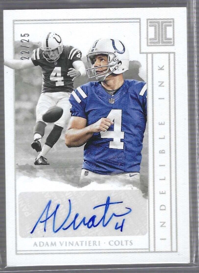 ADAM VINATIERI 2018 PANINI IMMPECCABLE INDELIBLE INK AUTO #D 22/25