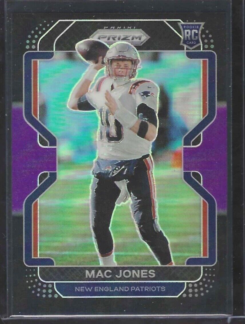 MAC JONES 2021 PANINI CHRONICLES PRIZM BLACK PURPLE PRIZM ROOKIE RC #D 181/199