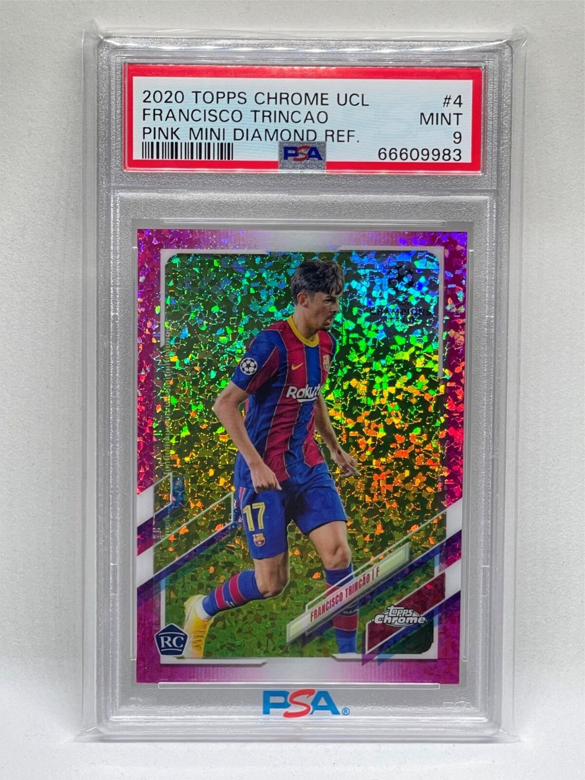 FRANCISCO TRINCAO 2020 TOPPS CHROME PINK DIAMOND REFRACTOR RC /175 PSA 9 POP 1/1