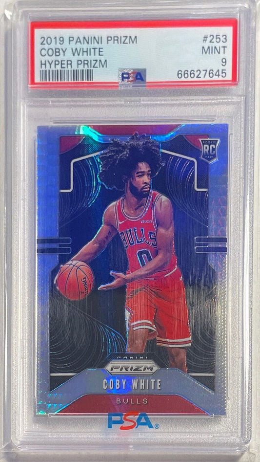 COBY WHITE 2019-20 PANINI PRIZM HYPER PRIZM ROOKIE RC #253 PSA 9 MINT