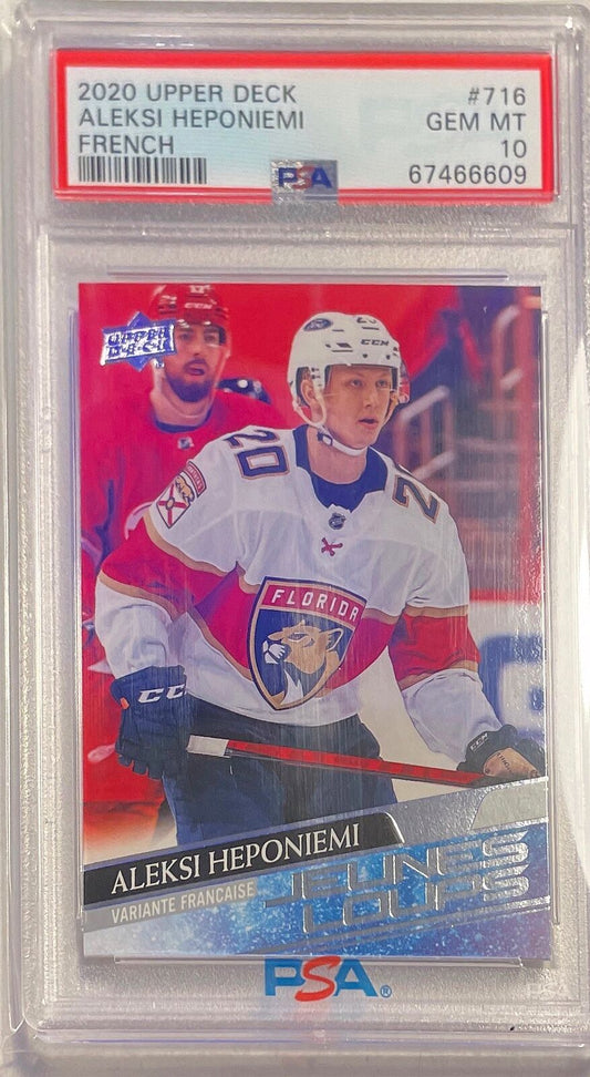 ALEKSI HEPONIEMI 2020 UPPER DECK JEUNES LOUPS YOUNG GUNS FRENCH 716 PSA 10 POP 2