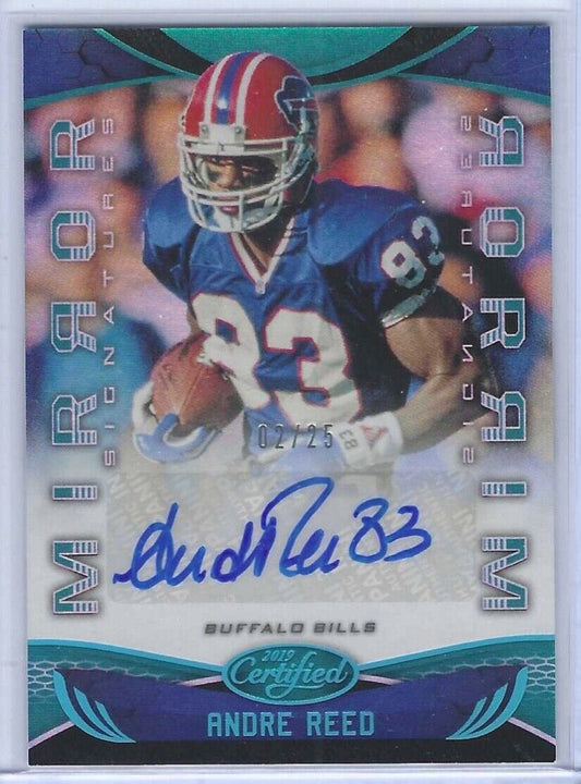 ANDRE REED 2019 PANINI CERTIFIED MIRROR TEAL SIGNATURES AUTO #D 02/25