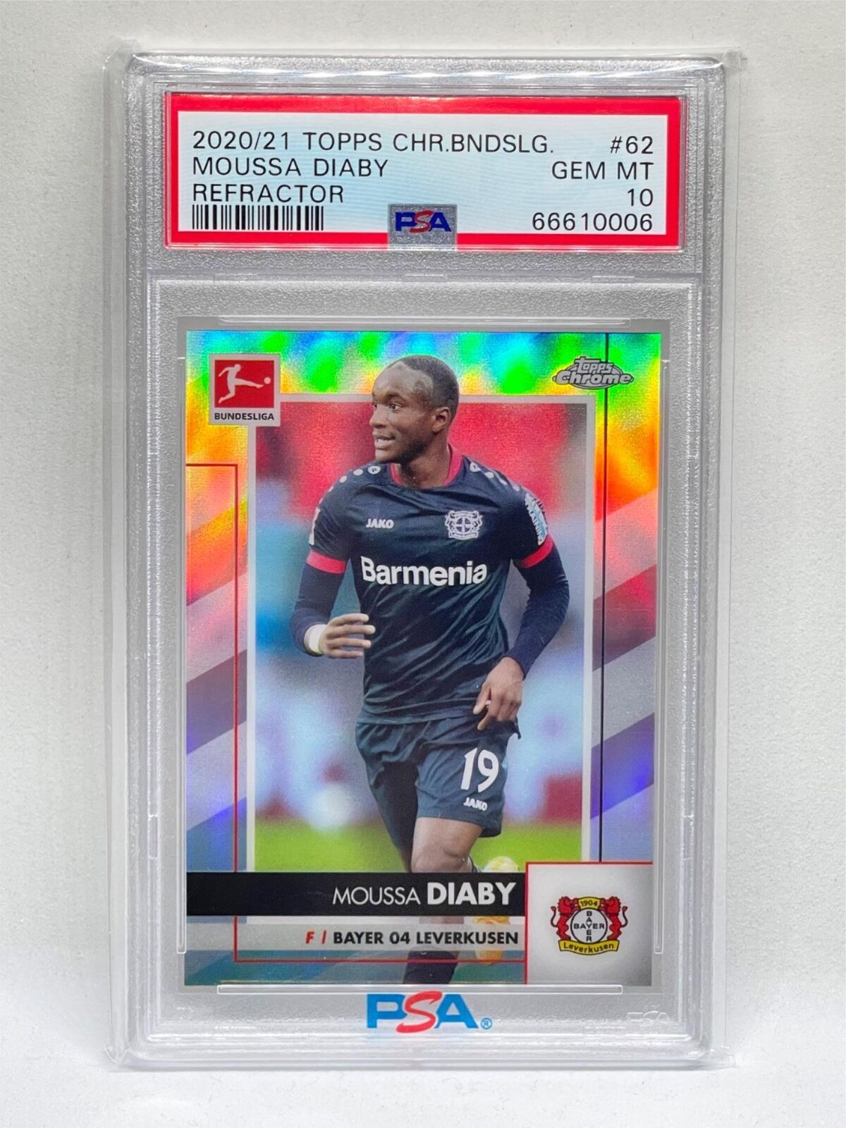 MOUSSA DIABY 2020-21 TOPPS CHROME BUNDESLIGA REFRACTOR RC #62 PSA 10 GEM POP 20