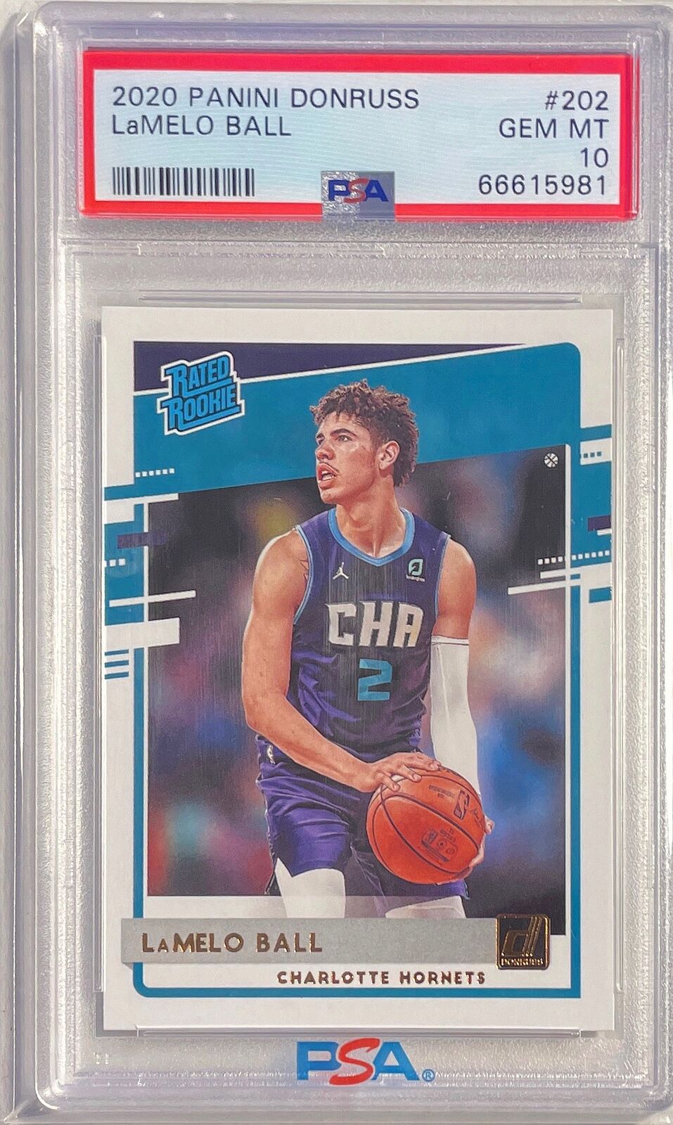 LAMELO BALL 2020-21 PANINI DONRUSS RATED ROOKIE RC #202 PSA 10 GEM MINT