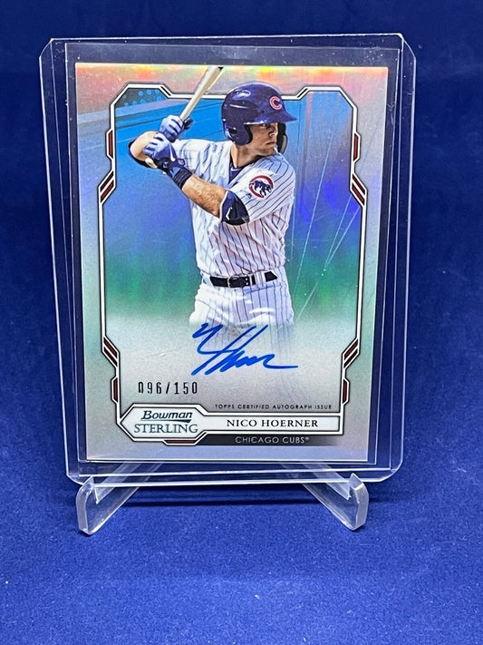 NICO HOERNER 2019 BOWMAN STERLING ON CARD AUTO REFRACTOR PROSPECT #D 96/150