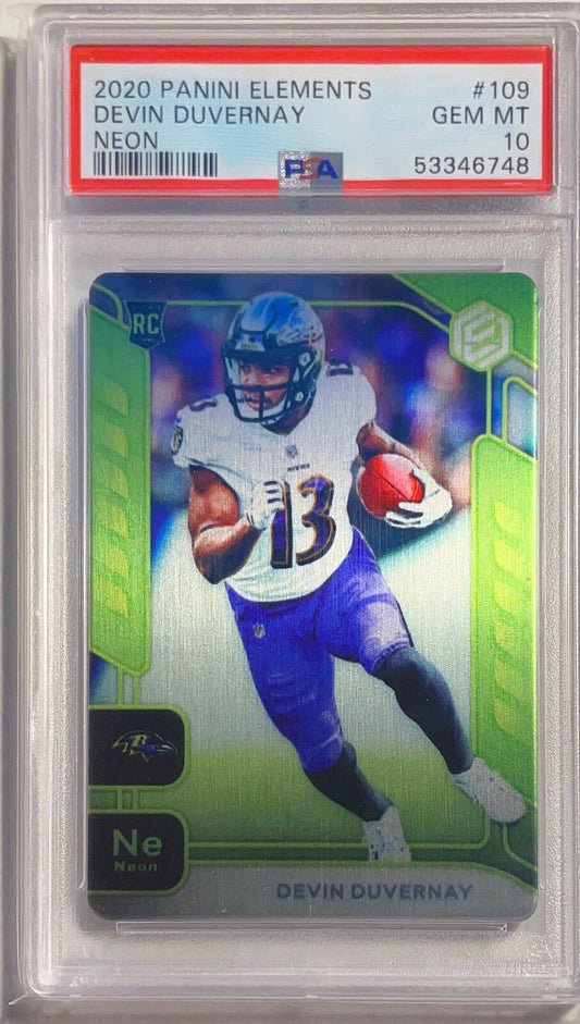 DEVIN DUVERNAY 2020 PANINI ELEMENTS NEON RC #D 10/10 PSA 10 GEM MINT POP 1/1