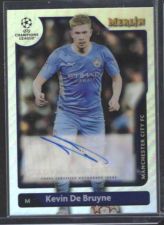 KEVIN DE BRUYNE 2021-22 TOPPS MERLIN UEFA SILVER REFRACTOR AUTO #A-KD