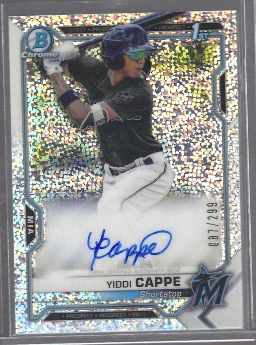 YIDDI CAPPE 2021 BOWMAN CHROME SPECKLE REFRACTOR 1ST PROSPECT AUTO #D 087/299