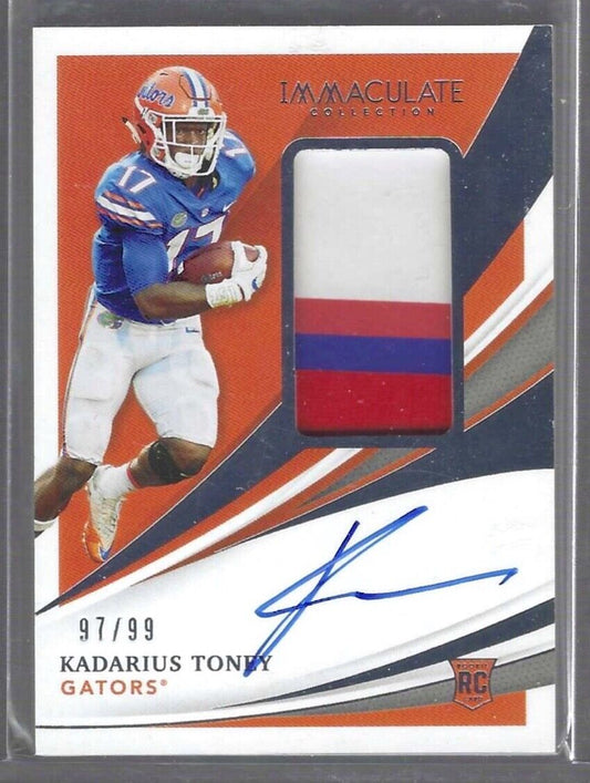 KADARIUS TONEY 2021 PANINI IMMACULATE 3 COLOR RPA ROOKIE PATCH AUTO RC #D 97/99