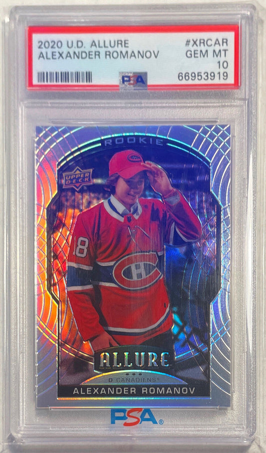 ALEXANDER ROMANOV 2020-21 U.D. ALLURE XRC SILVER ROOKIE RC #XACAR PSA 10 POP 1/1