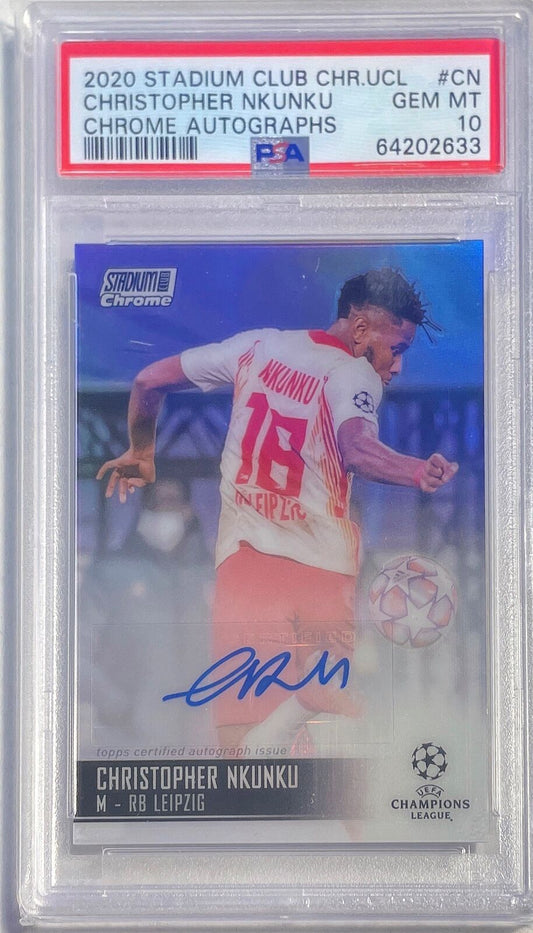CHRISTOPHER NKUNKU 2020-21 STADIUM CLUB CHROME REFRACTOR AUTO RC PSA 10 POP 15