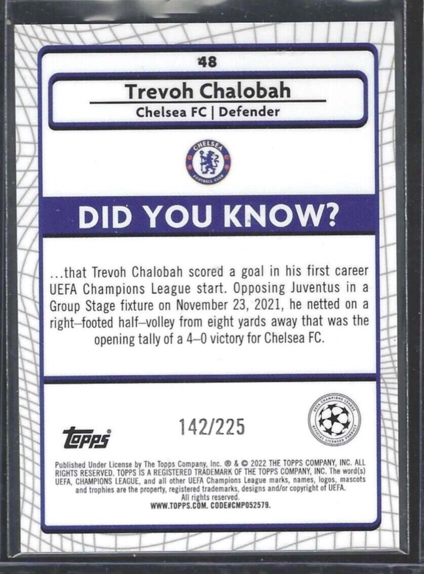 TREVOH CHALOBAH 2021-22 TOPPS MERLIN YELLOW WAVE REFRACTOR RC #D 142/225