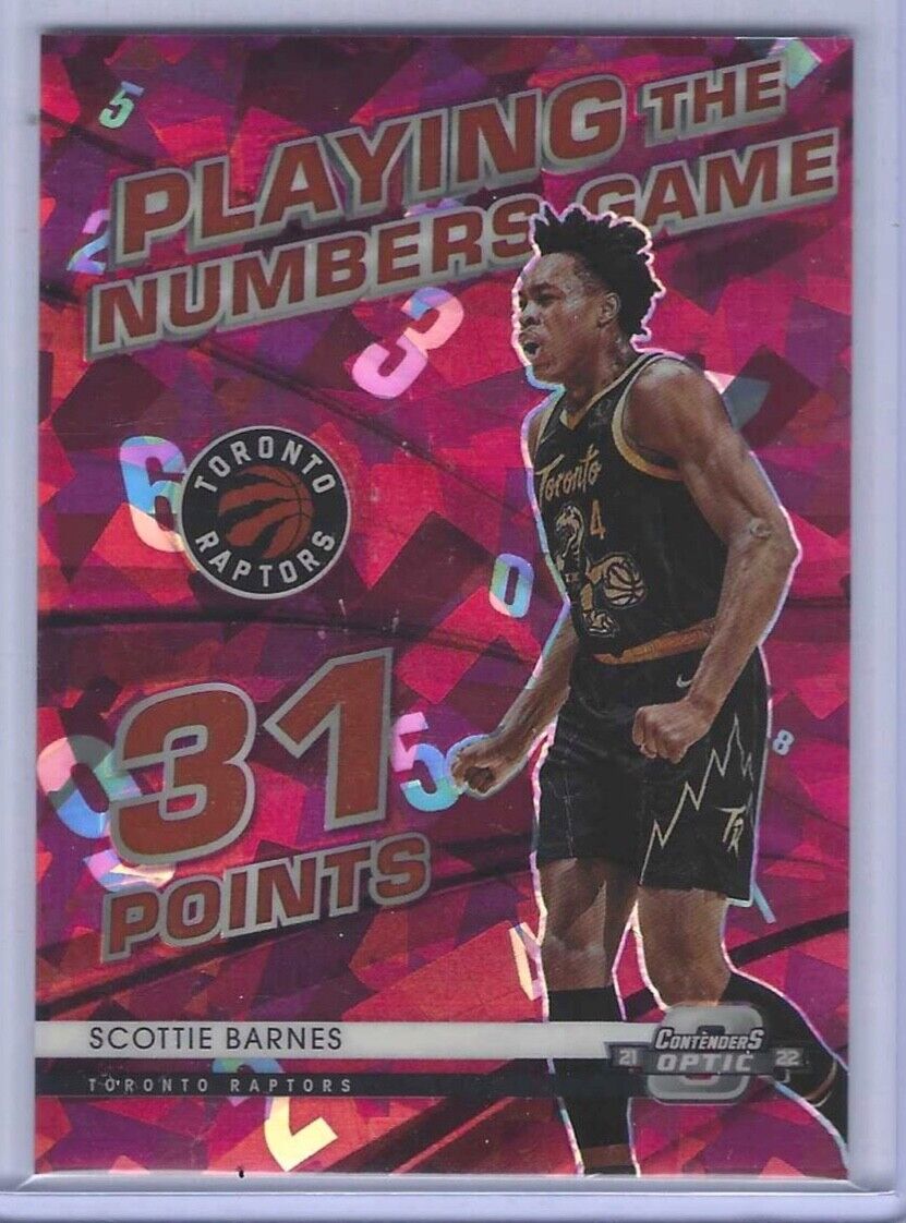 SCOTTIE BARNES 2021-22 PANINI OPTIC CONTENDERS RED CRACKED ICE NUMBERS RC #20