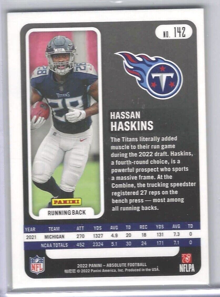 HASSAN HASKINS 2022 PANINI ABSOLUTE GOLD FOIL ROOKIE RC #D 04/10