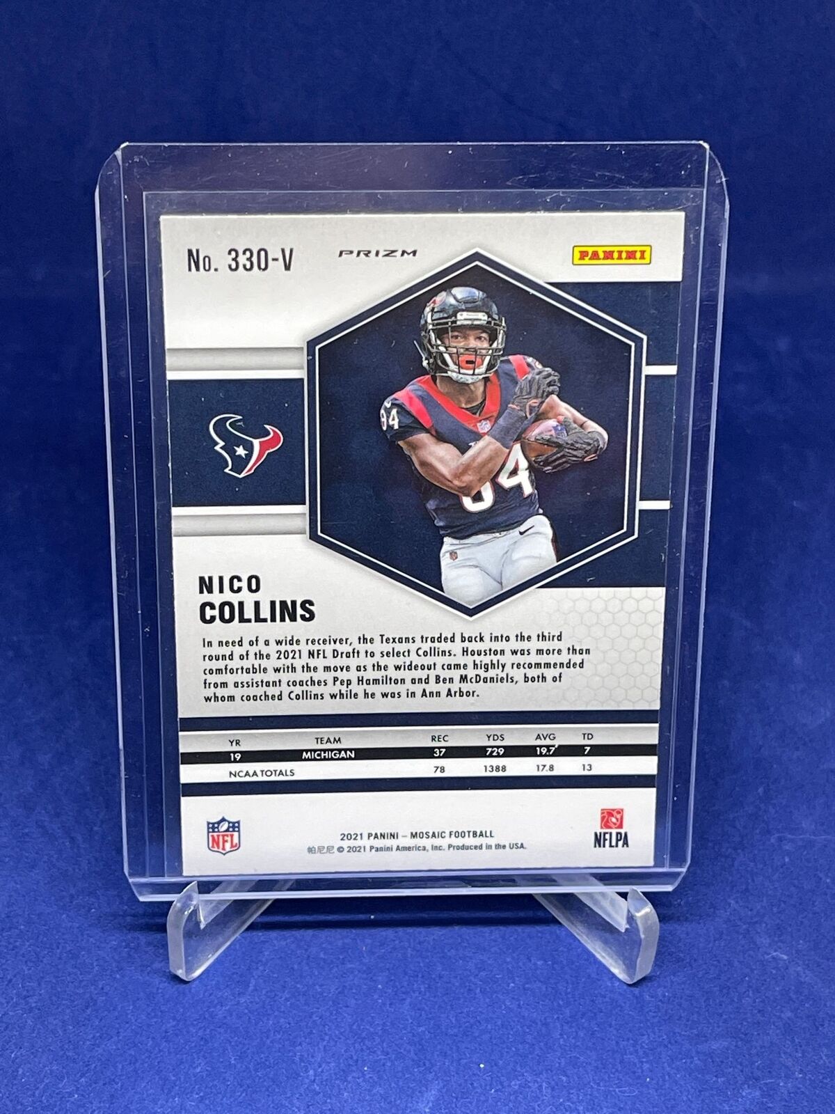 NICO COLLINS 2021 PANINI MOSAIC SILVER PRIZM PHOTO VARIATION ROOKIE SP RC