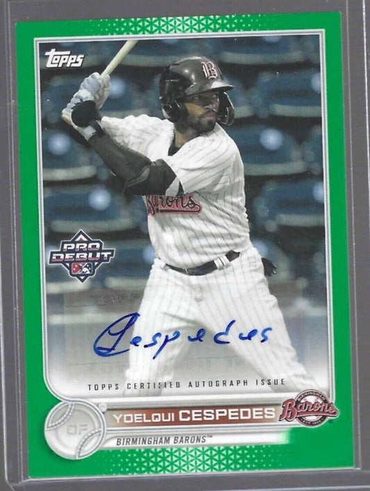 YOELQUI CESPEDES 2022 TOPPS PRO DEBUT GREEN PROSPECT AUTO #D 37/99