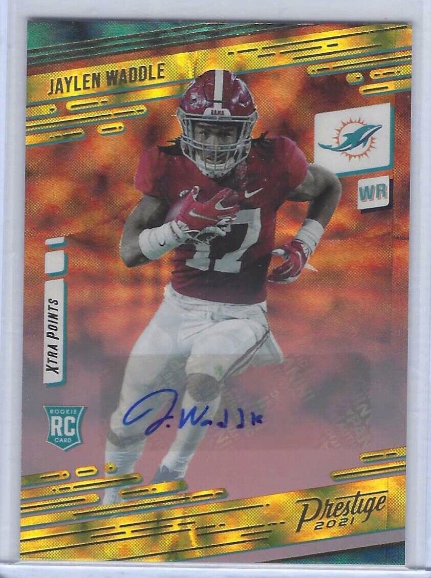 JAYLEN WADDLE 2021 PANINI PRESTIGE YELLOW XTRA POINTS AUTO RC #213