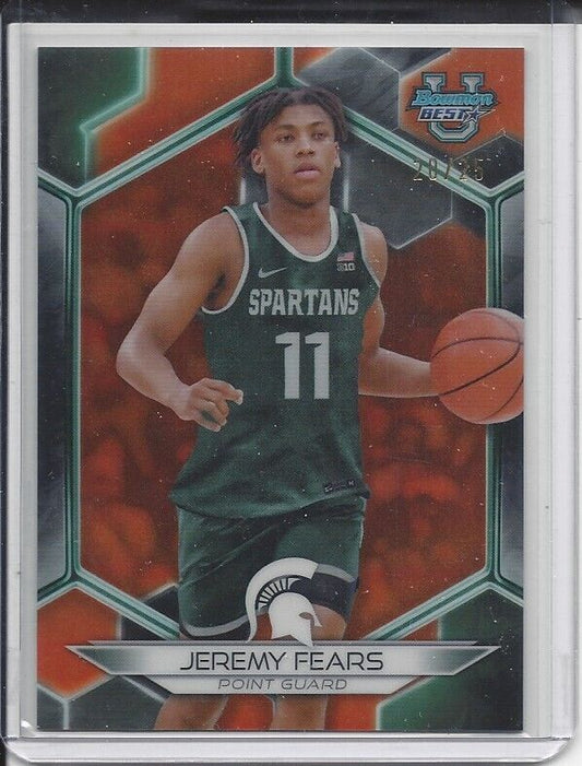 JEREMY FEARS 2023 BOWMANS BEST ORANGE MICHIGAN STATE REFRACTOR #D 20/25