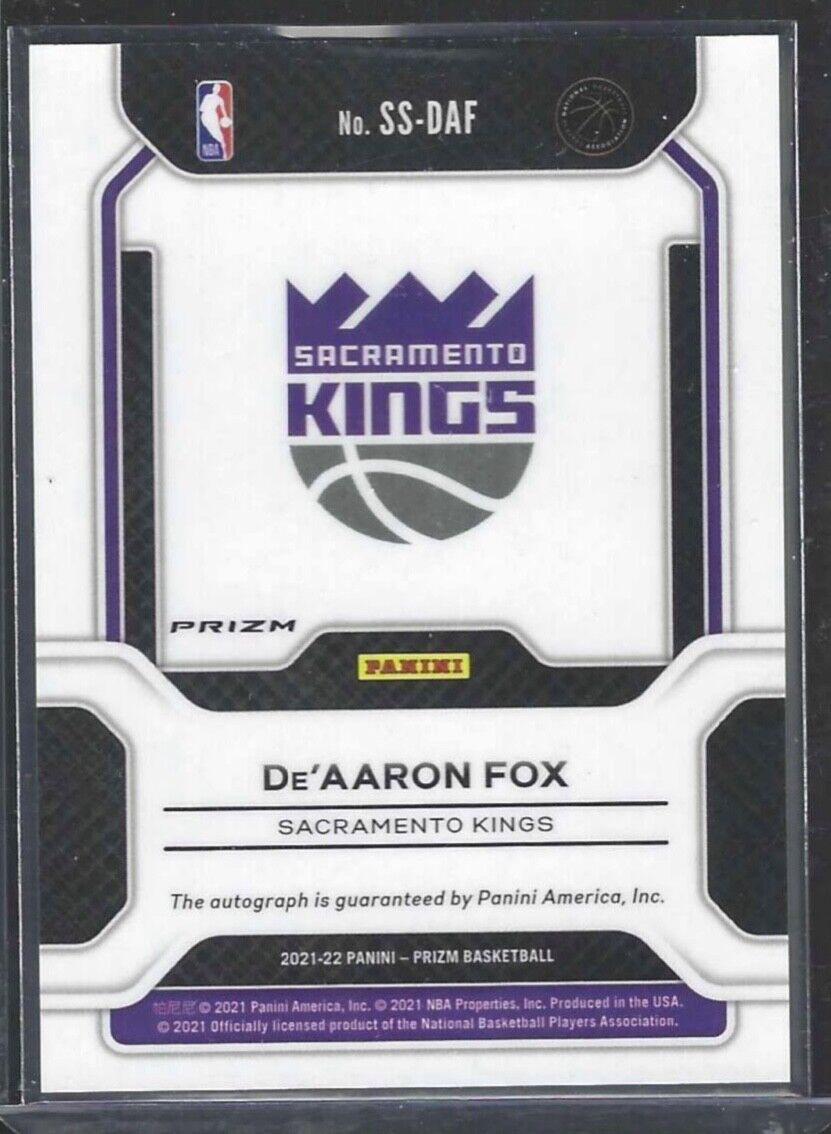 DE'AARON FOX 2021-22 PANINI PRIZM RED CHOICE PRIZM AUTO #SS-DAF