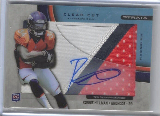 RONNIE HILLMAN 2012 TOPPS STRATA BLUE CLEAR CUT ROOKIE PATCH AUTO RC #D 14/75