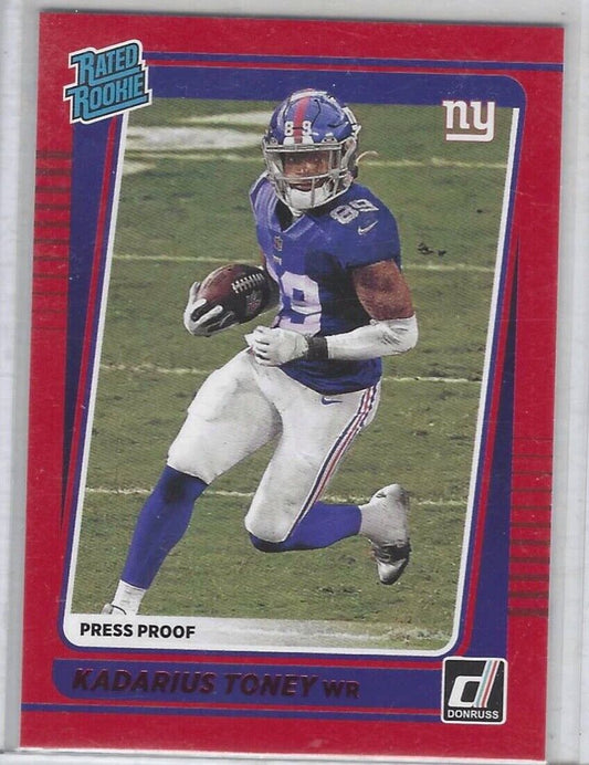KADARIUS TONEY 2021 PANINI DONRUSS RED PRESS PROOF RATED ROOKIE RC #264