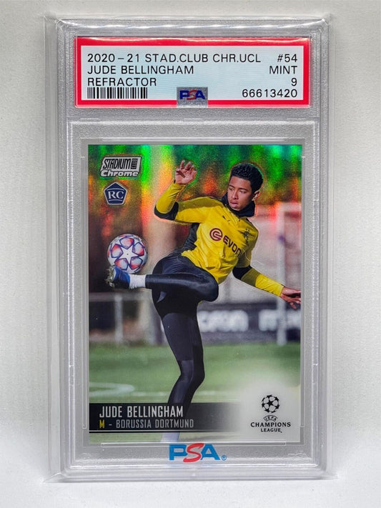 JUDE BELLINGHAM 2020-21 STADIUM CLUB CHROME REFRACTOR ROOKIE RC #54 PSA 9 POP 12