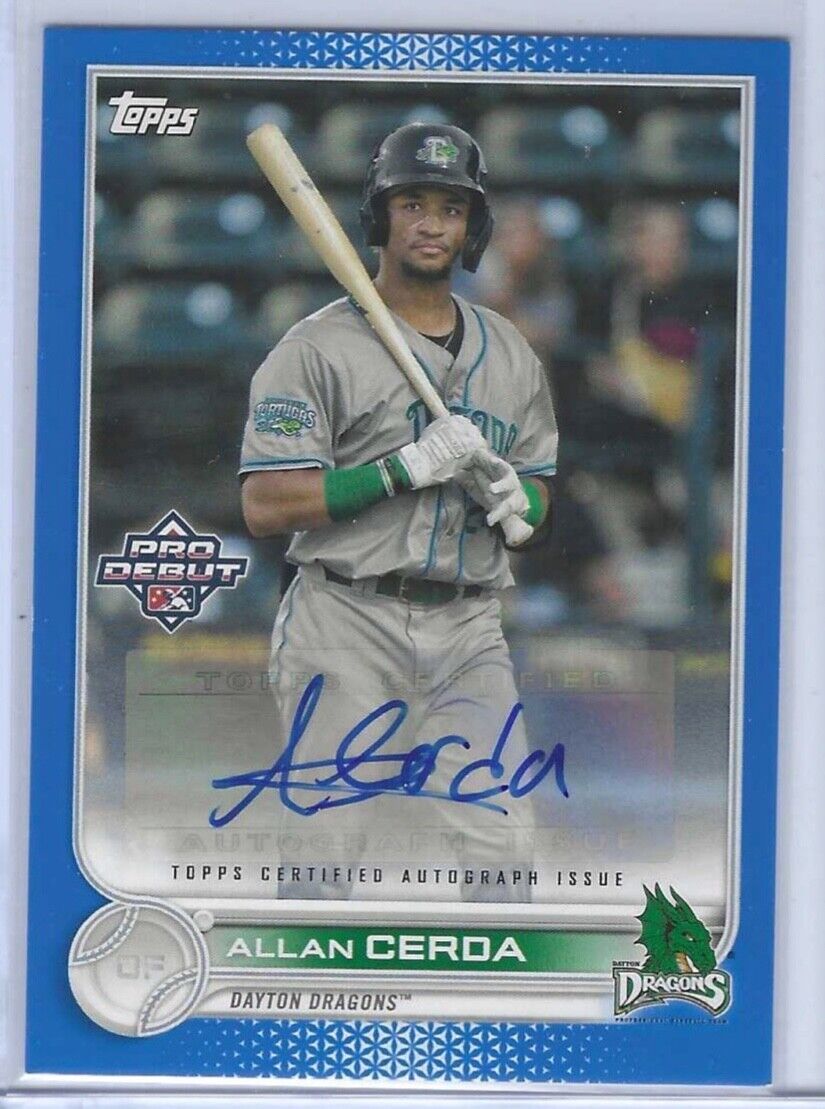ALLAN CERDA 2022 TOPPS PRO DEBUT BLUE PROSPECT AUTO #D 076/150