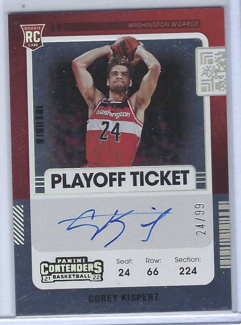1/1 COREY KISPERT 2021-22 CONTENDERS PLAYOFF TICKET AUTO RC #D 24/99 JERSEY #24!