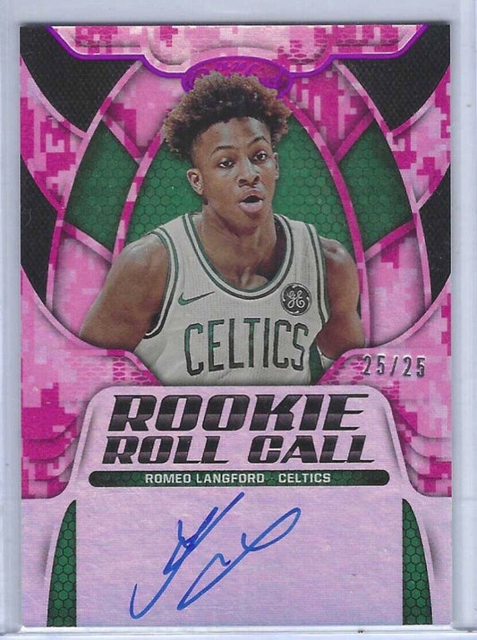 ROMEO LANGFORD 2019-20 CERTIFIED PINK CAMO ROOKIE ROLL CALL AUTO RC #D 25/25