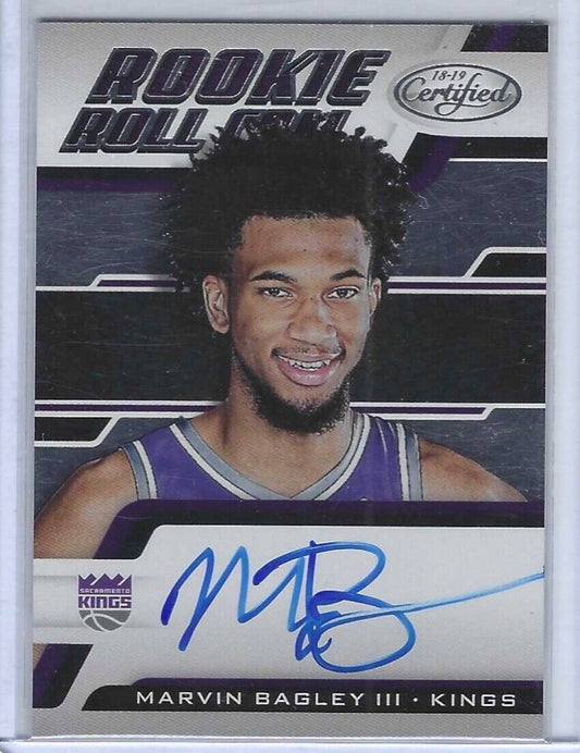MARVIN BAGLEY III 2018-19 PANINI CERTIFIED ROOKIE ROLL CALL ON CARD AUTO RC