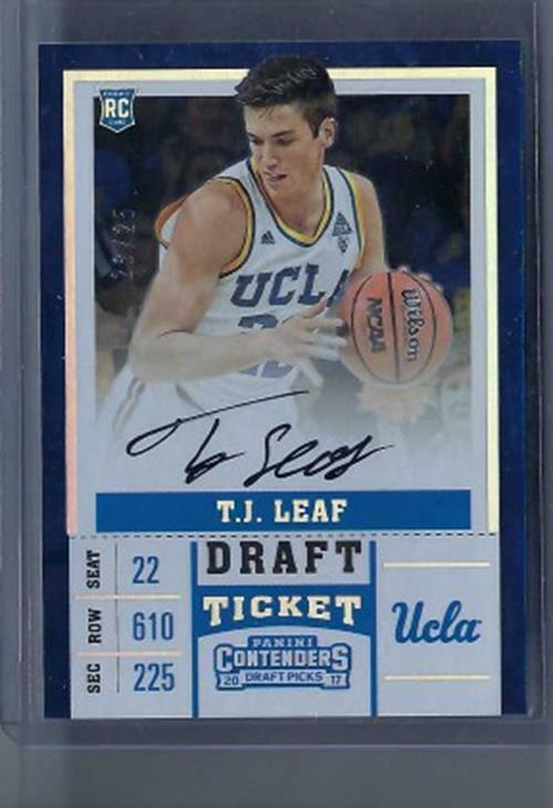 TJ LEAF 2017-18 PANINI CONTENDERS DRAFT PICKS DRAFT TICKET AUTO RC #D /25