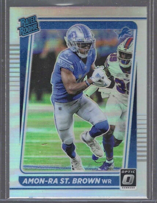 AMON-RA ST BROWN 2021 PANINI DONRUSS OPTIC SILVER HOLO PRIZM ROOKIE RC #228