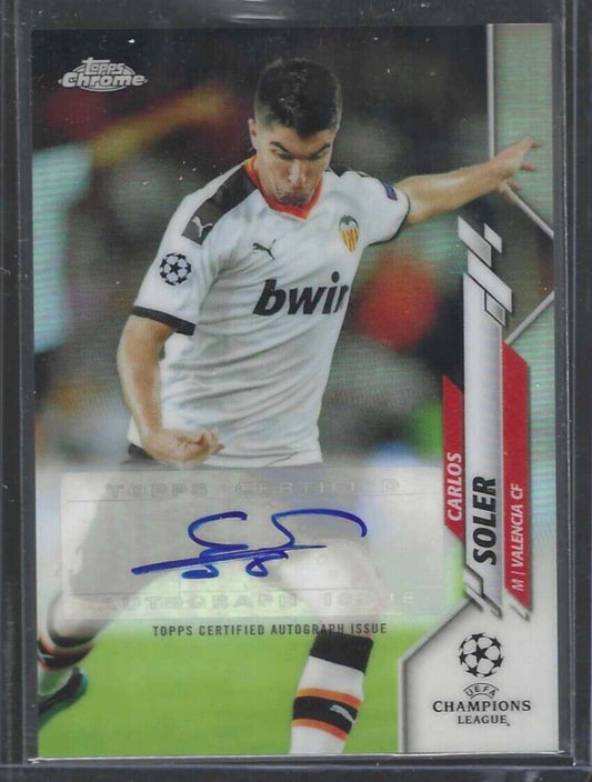 CARLOS SOLER 2019-20 TOPPS CHROME UEFA SILVER REFRACTOR AUTO #CA-CS