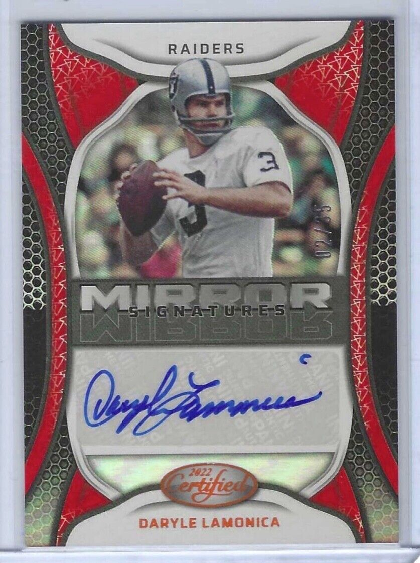 DARYLE LAMONICA 2022 PANINI CERTIFIED ORANGE FOIL MIRROR SIGNATURES AUTO #D 2/35