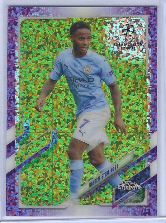 RAHEEM STERLING 2020-21 TOPPS CHROME UEFA PURPLE MINI DIAMOND REFRACTOR #D /250