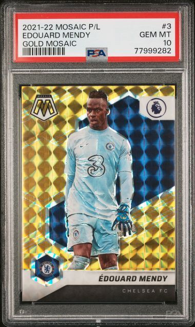 EDOUARD MENDY 2021-22 MOSAIC PREMIER LEAGUE GOLD PRIZM #D 1/10 PSA 10 POP 1/1