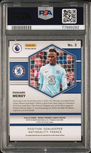 EDOUARD MENDY 2021-22 MOSAIC PREMIER LEAGUE GOLD PRIZM #D 1/10 PSA 10 POP 1/1