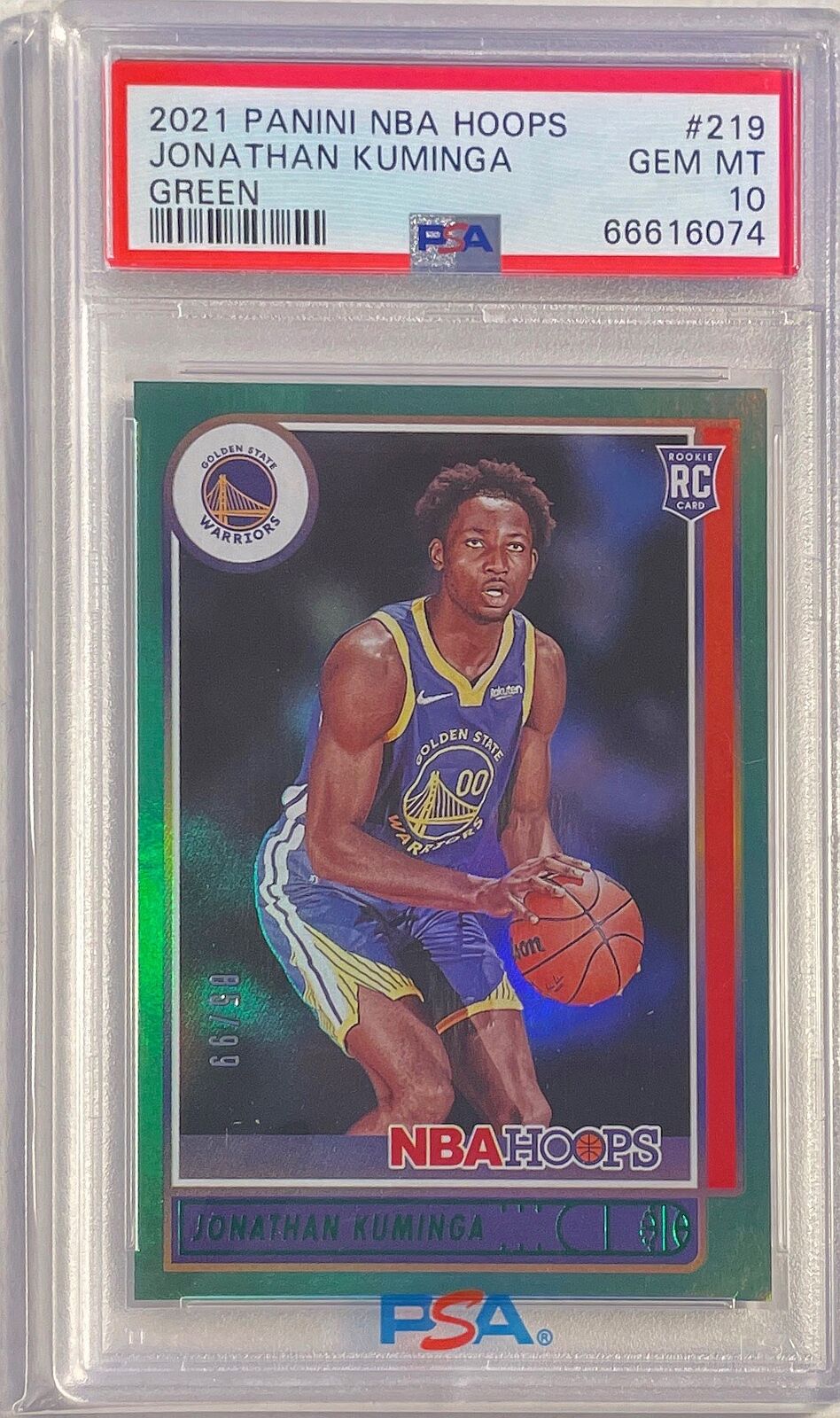 JONATHAN KUMINGA 2021-22 PANINI NBA HOOPS GREEN ROOKIE RC #D 85/99 PSA 10 POP 3