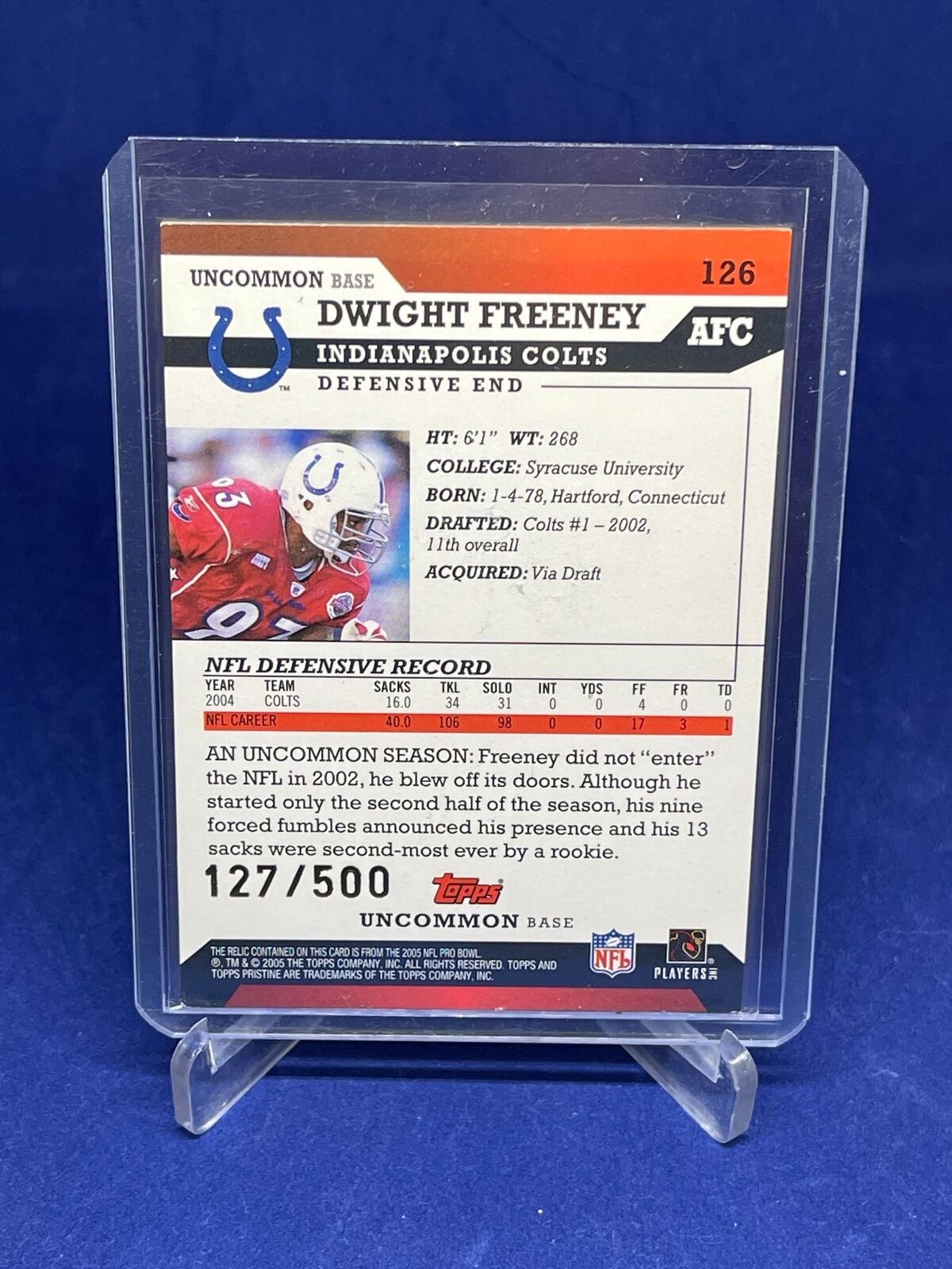 DWIGHT FREENEY 2005 TOPPS PRISTINE PRO BOWL JERSEY PATCH CARD #D 127/500