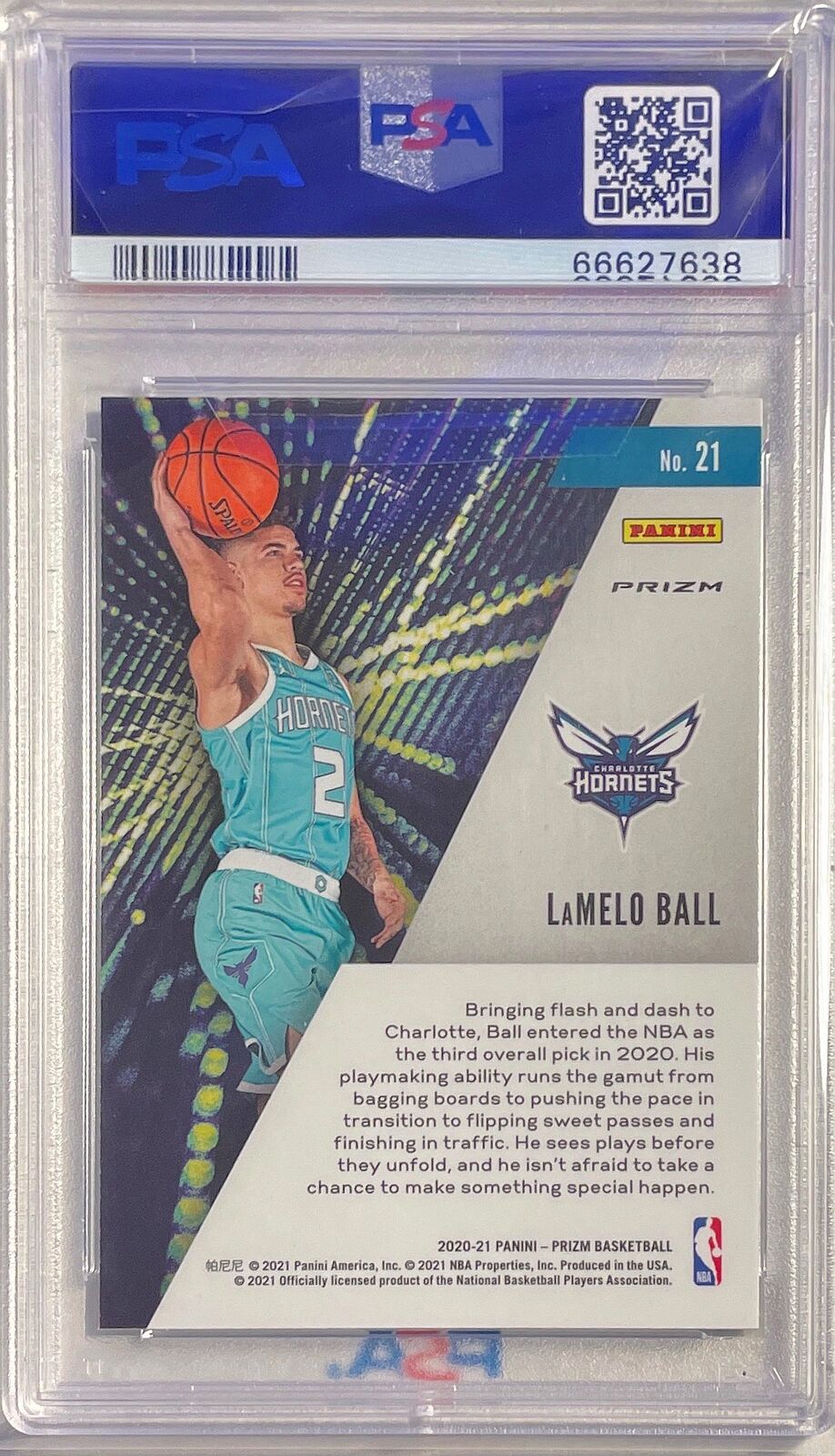 LAMELO BALL 2020-21 PANINI PRIZM INSTANT IMPACT GREEN PRIZM RC #21 PSA 10 POP 36