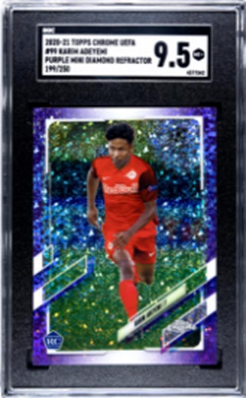 KARIM ADEYEMI 2020 TOPPS CHROME UEFA PURPLE DIAMOND REFRACTOR RC /250 SGC 9.5