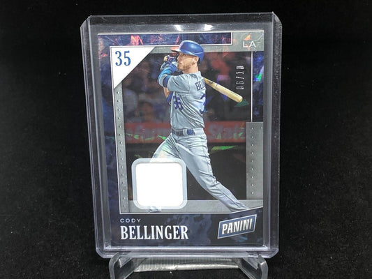 CODY BELLINGER 2019 PANINI BLACK FRIDAY CRACKED ICE JERSEY RELIC #D 6/10