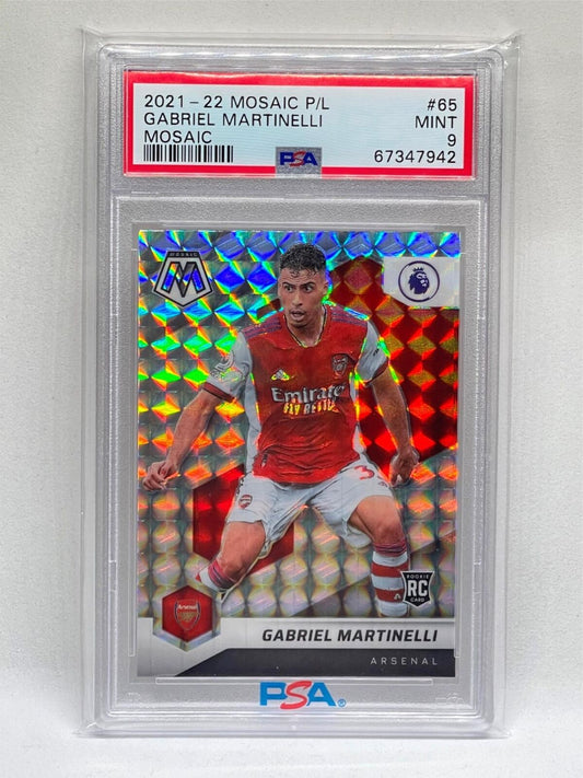 GABRIEL MARTINELLI 2021-22 PANINI MOSAIC EPL MOSAIC PRIZM RC #65 PSA 9 MINT