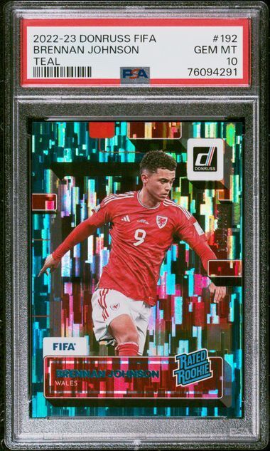 BRENNAN JOHNSON 2022-23 DONRUSS FIFA TEAL RATED ROOKIE RC /199 PSA 10 POP 1/1