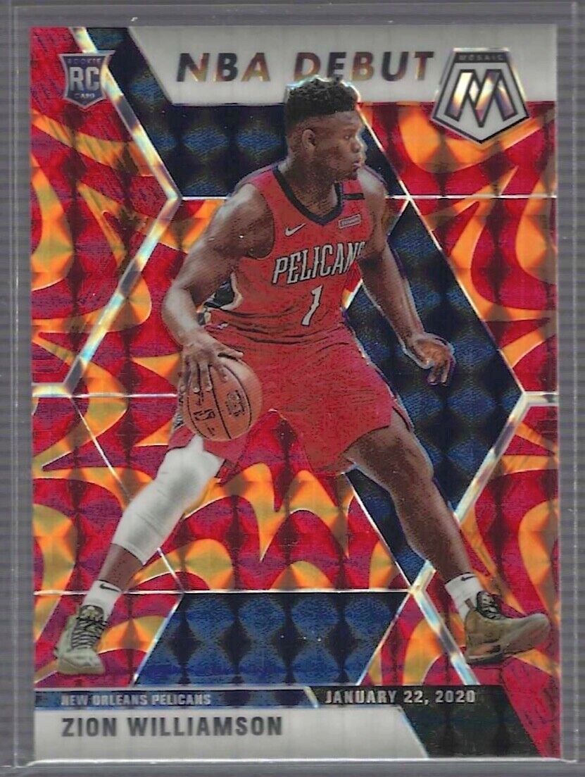 ZION WILLIAMSON 2019-20 PANINI MOSAIC ORANGE REACTIVE PRIZM NBA DEBUT RC #269