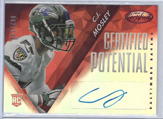 CJ MOSLEY 2014 CERTIFIED CERTIFIED POTENTIAL RED MIRRORGA AUTO RC #D 062/149